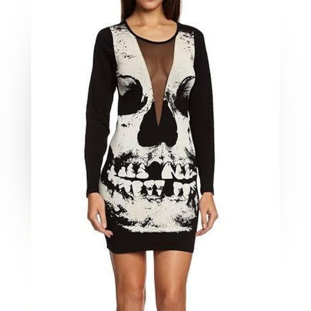 Iron Fist Loose Tooth dress XSMALL discontinued skull print with mesh panel